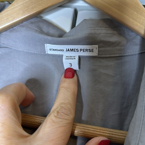James Perse Light Grey Button Down Shirt Sz3 - Picture 2 of 7